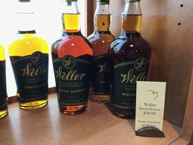 Weller Special Reserve bottles for sale in the Buffalo Trace Distillery