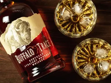Buffalo Trace Bourbon Whiskey and sharp cheddar cheese