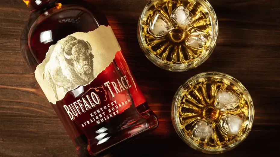 Buffalo Trace Bourbon Whiskey and sharp cheddar cheese